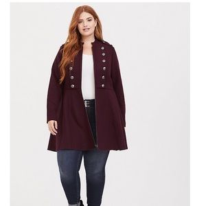 Torrid wine tasting military jacket coat